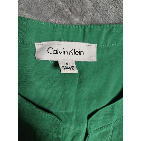 Calvin Klein Women’s Sleeveless Zip Pocket Blouse Top Green Size Small - Picture 2 of 6